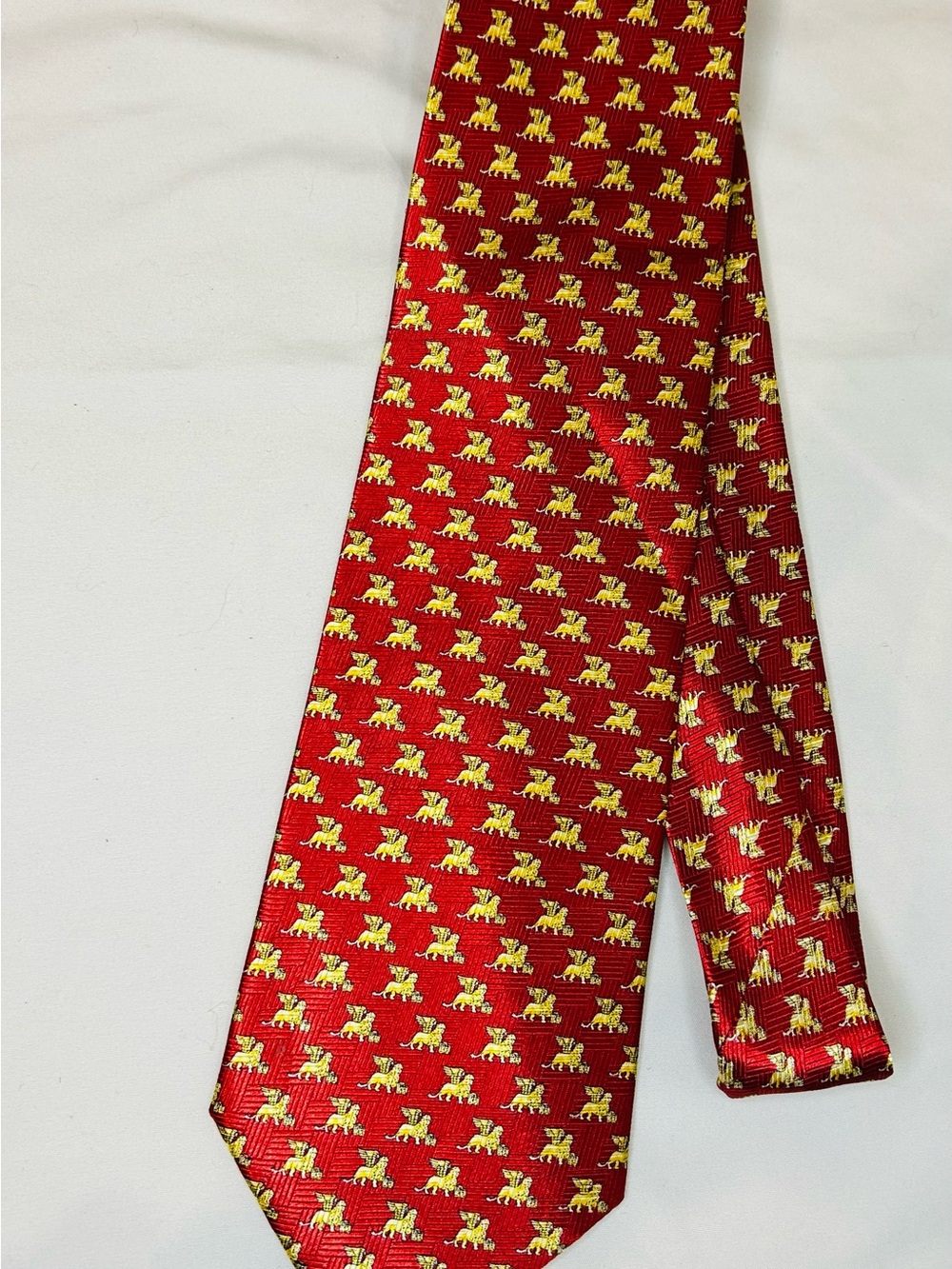 Venezia Red Silk Tie with Yellow Motif